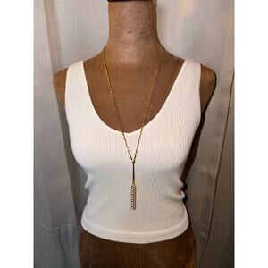 Talbots Gold Tone Pearl Bar Pendant Necklace – 17” – NIB (No Tags)